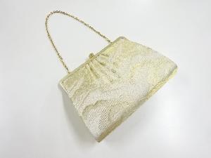 リサイクル　金糸流水に笠松模様織り出し和装バッグ
